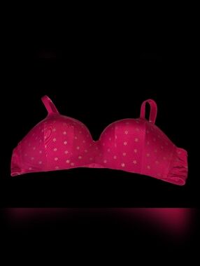 Cacique Red With Gold Star Motif Lightly Lined Bra Size 44C